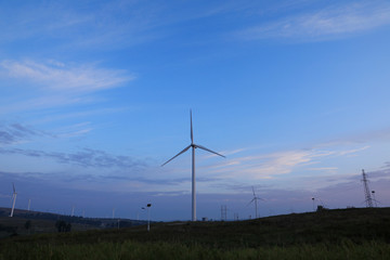 The windmill in the sunset, on the hillside