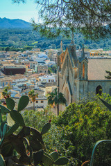 view over beautiful mediterranean village of Arta - Parish Church of the Transfiguration of the...