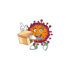 An icon of COVID19 syndrome mascot design style with a box