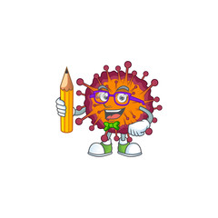 COVID19 syndrome clever student character using a pencil