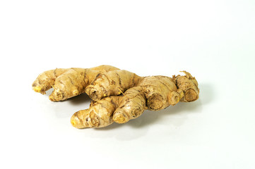 Fresh and natural ginger is isolated on a white background to bring flavor in cooking