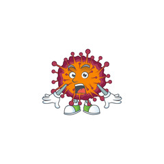 A mascot design of COVID19 syndrome making a surprised gesture