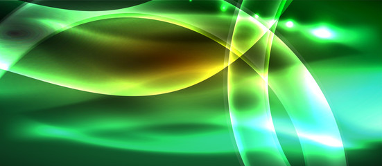 Abstract background. Shiny design neon waves with light effects, techno trendy design. Vector Illustration For Wallpaper, Banner, Background, Card, Book Illustration, landing page