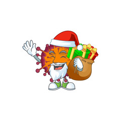 COVID19 syndrome Cartoon character of Santa with box of gift