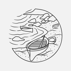 vacation summer beach vintage vector line art illustration. isolated vector.