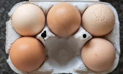 Eier in Eierschale aus Karton