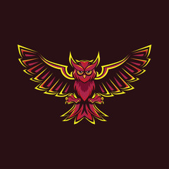 RED OWL ANIMAL MASCOT ILLUSTRATION