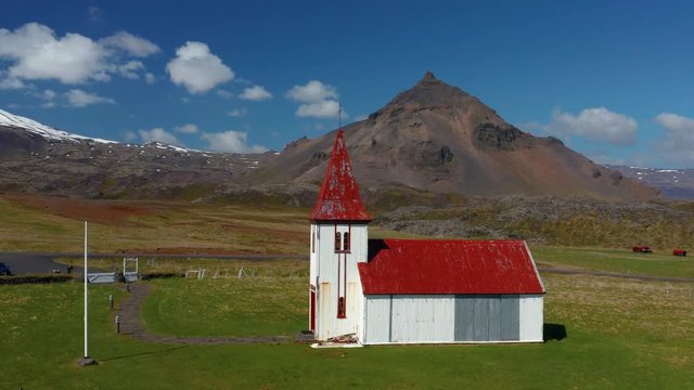 Aerial view of Hellnar, Snaefellsnes, Iceland.