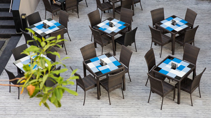 Outdoor buffet dining table in the hotel