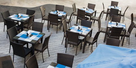 Outdoor buffet dining table in the hotel