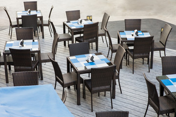Outdoor buffet dining table in the hotel