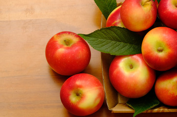 New Zealand apple on wooden background