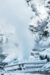 Hot Spring in Jikokudani Monkey Park in Japanese Alps