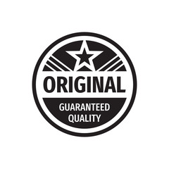 Original guaranteed quality badge logo design. Concept emblem classic style. Vector illustration in black & white colors. 