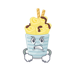 Fototapeta premium ice cream banana rolls cartoon character design with angry face