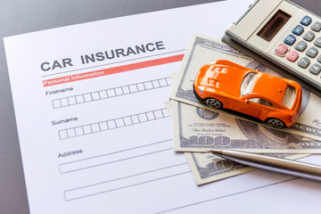 Car insurance form with model and policy document