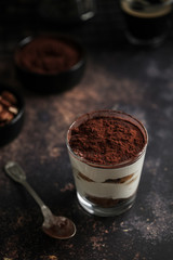 tiramisu fait maison cacao et cuillère