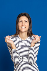 Attractive young girl wearing a striped T-shirt