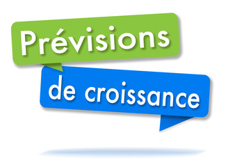 Growth forecasts in colored speech bubbles and french language