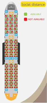 Social Distance On  Air Plane Transportation Seat Map