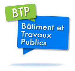 French BTP initials in colored bubbles