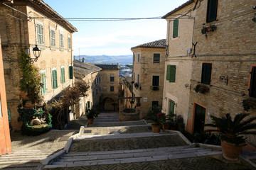 Corinaldo (AN), Italy - January 1, 2019: View of Corinaldo village, Corinaldo, Ancona, Marche, Italy