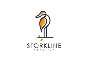 amazing outline stork logo vector