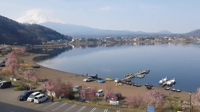 Landscape with the Mount Fuji and its reflection the the Ashi lake, Hakone, Japan