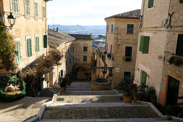 Corinaldo (AN), Italy - January 1, 2019: View of Corinaldo village, Corinaldo, Ancona, Marche, Italy