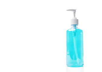 sanitizer gel with clear Plastic bottle pump on white background.antiseptic hand gel or alcohol gel prevent the spread of germs and bacteria and avoid infections corona virus,covid19