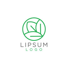 Minimalist green leaf logo design. trendy leaf illustration