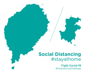 Sao Tome and Principe map with Social Distancing stayathome tag