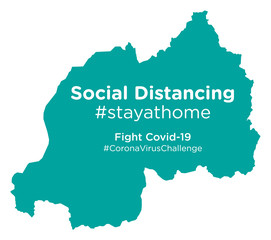Rwanda map with Social Distancing stayathome tag
