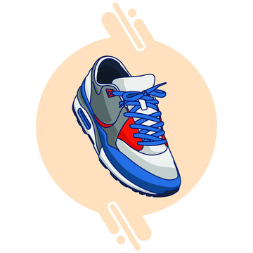 Blue Red White Sneakers Vector Easy Editable