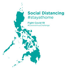 Obraz premium Philippines map with Social Distancing stayathome tag
