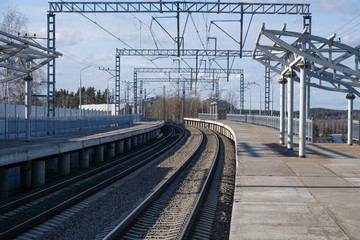 Railway track and bridge over the river