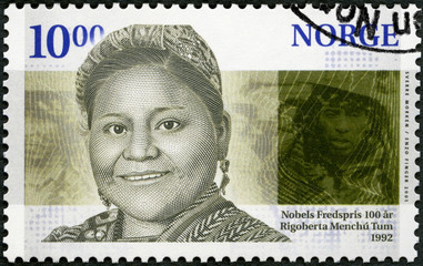 NORWAY - 2001: shows Rigoberta Menchu Tum ( born 1959), human rights activist, The Nobel Peace Prize, 1991, 2001