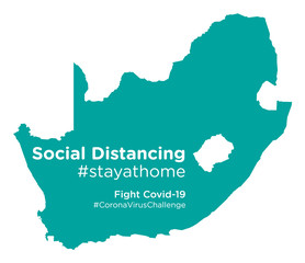 South Africa map with Social Distancing stayathome tag