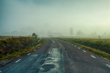 road in the fog