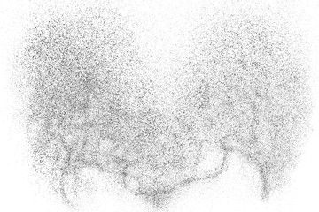 Black grainy texture isolated on white background. Dust overlay. Dark noise granules. Digitally generated image. Vector design elements. Illustration, Eps 10.