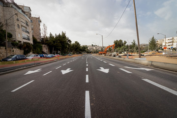 Jerusalem, Israel - Ha-Rav Herzog Street - 27 03 2020: empty streets during Corona Virus quarantine 