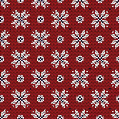 Winter knitted decorative pattern snowflakes