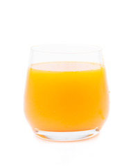 Freshly squeezed orange juice on a white background