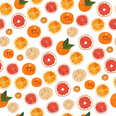 Pattern of citrus fruits oranges and grapefruits