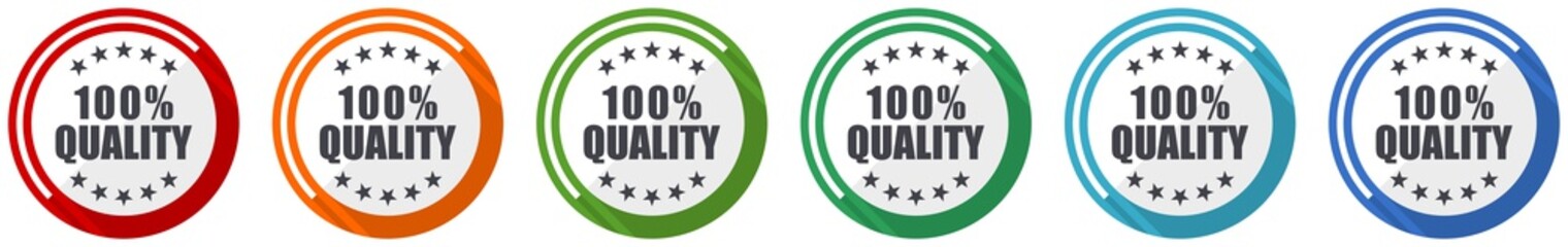Quality icon set, flat design vector illustration in 6 colors options for webdesign and mobile applications