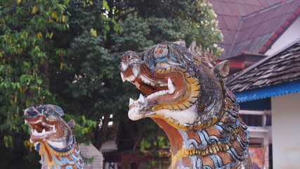 Lion statue of Lanna art in Northern Thailand