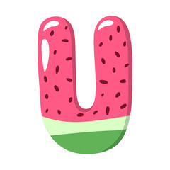 Watermelon Alphabet Sign on the white background - vector illustratiion