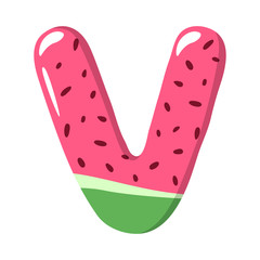 Watermelon Alphabet Sign on the white background - vector illustratiion