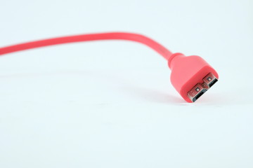 Red line Micro USB 3.0 with White background