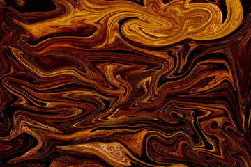 Patrón de mármol abstracto sin fisuras. Fondo abstracto en marrón, negro y amarillo. Textura de ondas de madera.